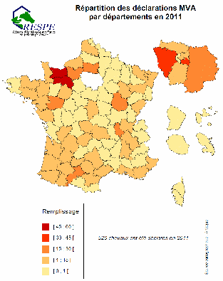 Répartition et déclarations MVA par départements en 2011 - RESPE 