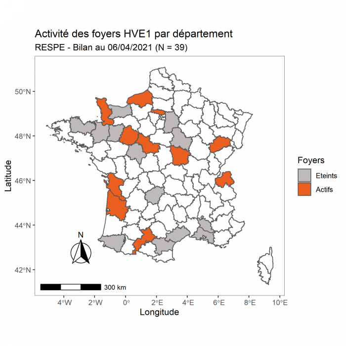 La cellule de crise du RESPE s’est réunie pour la cinquième fois le 06 avril dans le cadre des foyers d’herpèsvirose de type 1 (HVE1 – rhinopneumonie) confirmés en Espagne et dans plusieurs départements en France en lien épidémiologique avec les foyers espagnols.